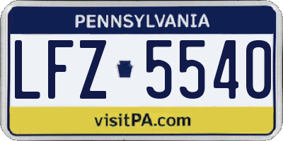 PA license plate LFZ5540