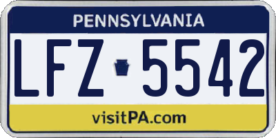 PA license plate LFZ5542