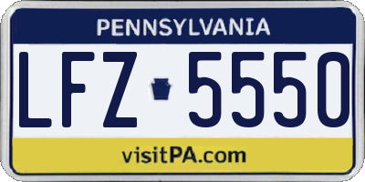 PA license plate LFZ5550
