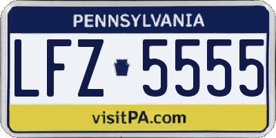 PA license plate LFZ5555