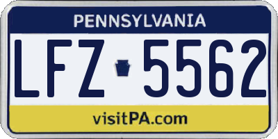 PA license plate LFZ5562
