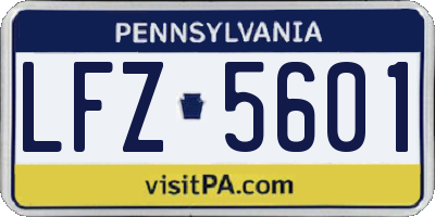 PA license plate LFZ5601
