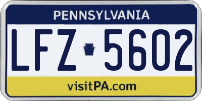 PA license plate LFZ5602