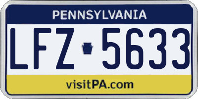 PA license plate LFZ5633