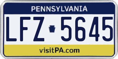 PA license plate LFZ5645