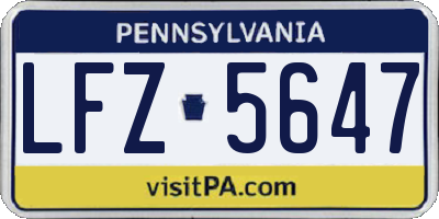 PA license plate LFZ5647