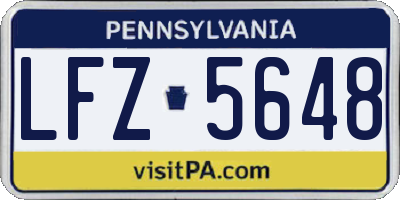 PA license plate LFZ5648