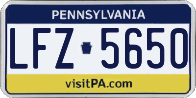 PA license plate LFZ5650