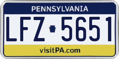 PA license plate LFZ5651
