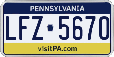 PA license plate LFZ5670