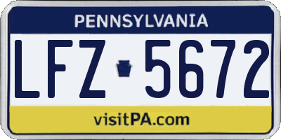PA license plate LFZ5672