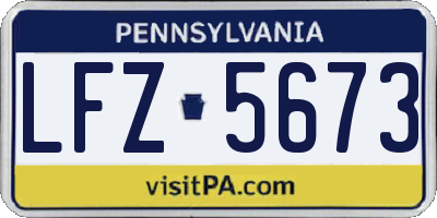 PA license plate LFZ5673