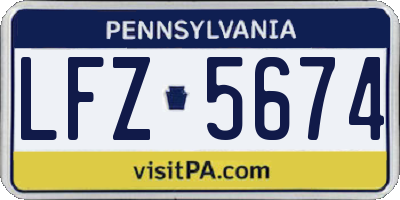 PA license plate LFZ5674