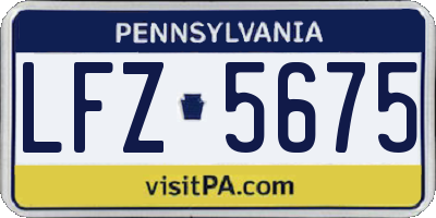 PA license plate LFZ5675