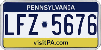 PA license plate LFZ5676