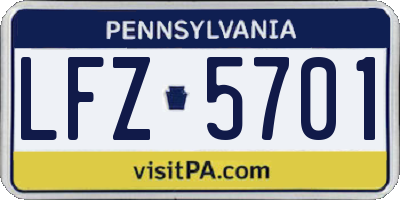 PA license plate LFZ5701