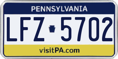PA license plate LFZ5702