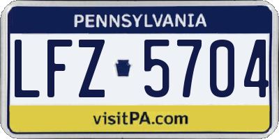 PA license plate LFZ5704