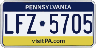 PA license plate LFZ5705
