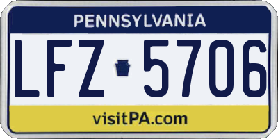PA license plate LFZ5706