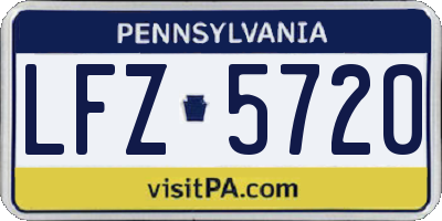 PA license plate LFZ5720
