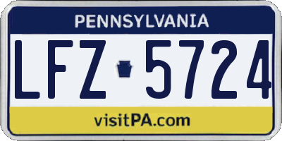 PA license plate LFZ5724