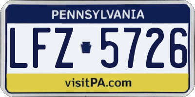 PA license plate LFZ5726