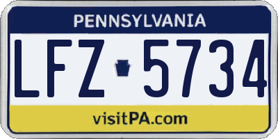 PA license plate LFZ5734