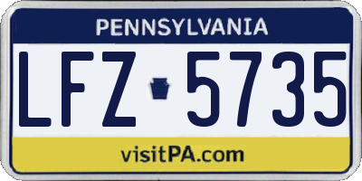 PA license plate LFZ5735
