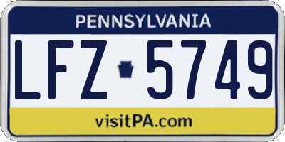 PA license plate LFZ5749