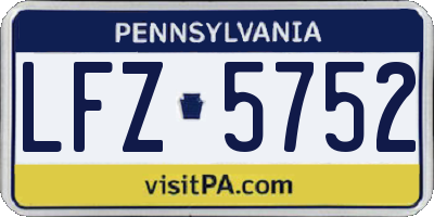 PA license plate LFZ5752