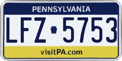 PA license plate LFZ5753