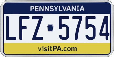 PA license plate LFZ5754
