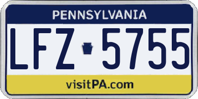 PA license plate LFZ5755