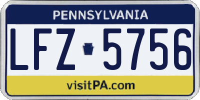 PA license plate LFZ5756
