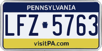 PA license plate LFZ5763
