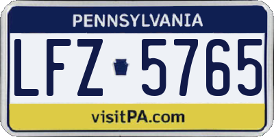 PA license plate LFZ5765