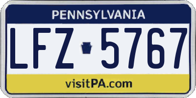 PA license plate LFZ5767
