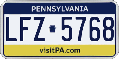 PA license plate LFZ5768