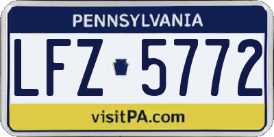 PA license plate LFZ5772