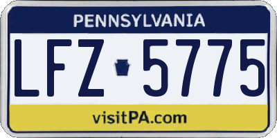 PA license plate LFZ5775