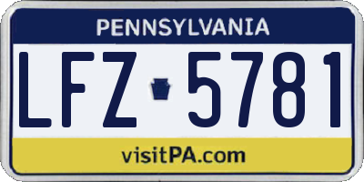 PA license plate LFZ5781