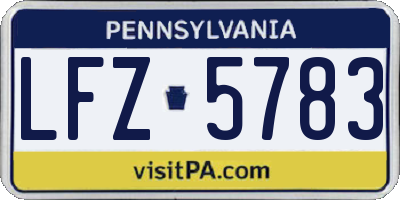 PA license plate LFZ5783
