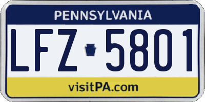 PA license plate LFZ5801