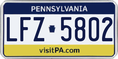 PA license plate LFZ5802