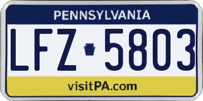PA license plate LFZ5803