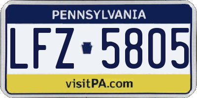 PA license plate LFZ5805
