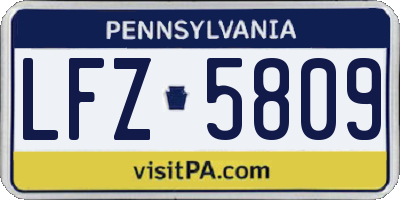 PA license plate LFZ5809