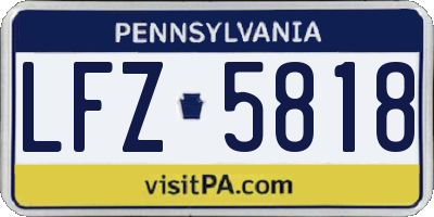 PA license plate LFZ5818