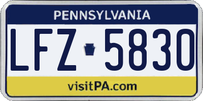 PA license plate LFZ5830